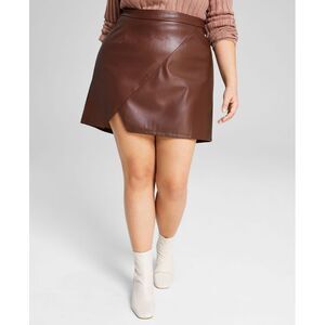 Trendy Plus Size Faux Leather Mini Skirt